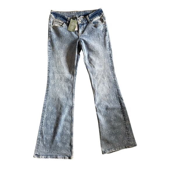 H&M Divided Flare Low Blue Blackpink Jeans Size 8 New with Tags - Picture 2 of 9